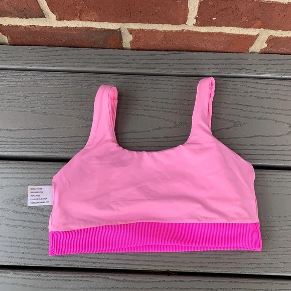 Beach Riot Girls Little Mackenzie Heidi Set Peak Pink Colorblock - Picture 4 of 12